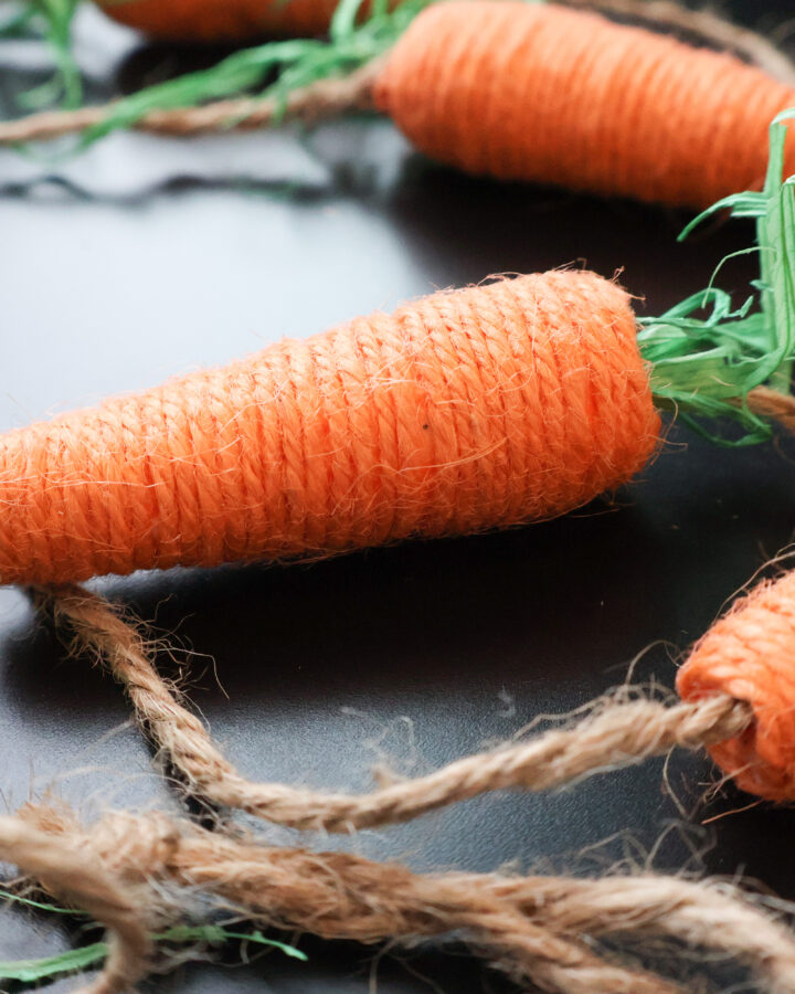 Homemade twine carrot garland
